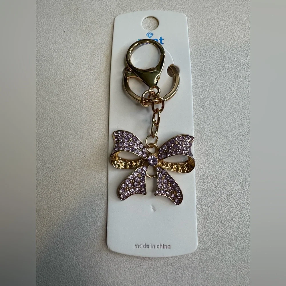 Gold and Purple Bow Keychain
